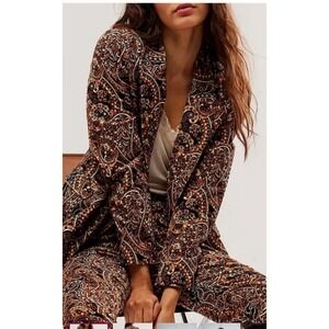 Driftwood Paisley Blazer Jacket Boho Western Brown Black Women's Large